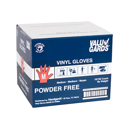 Valugards Valugards PF, Disposable Gloves, Vinyl, Powder-Free, M, 1000 PK, Clear 304340182